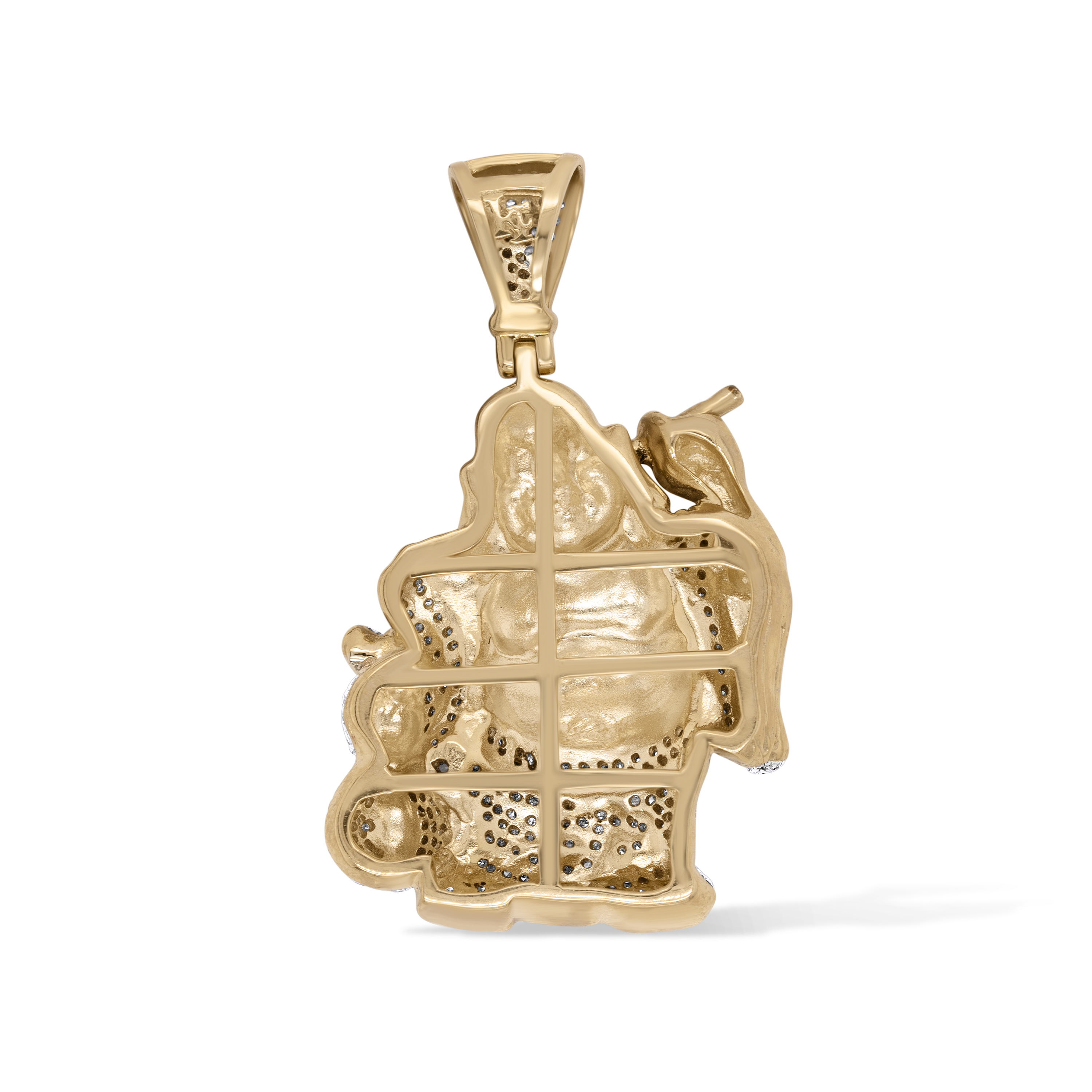 Diamond Buddha with Money Bag Pendant  1.05 ct. 10K Yellow Gold